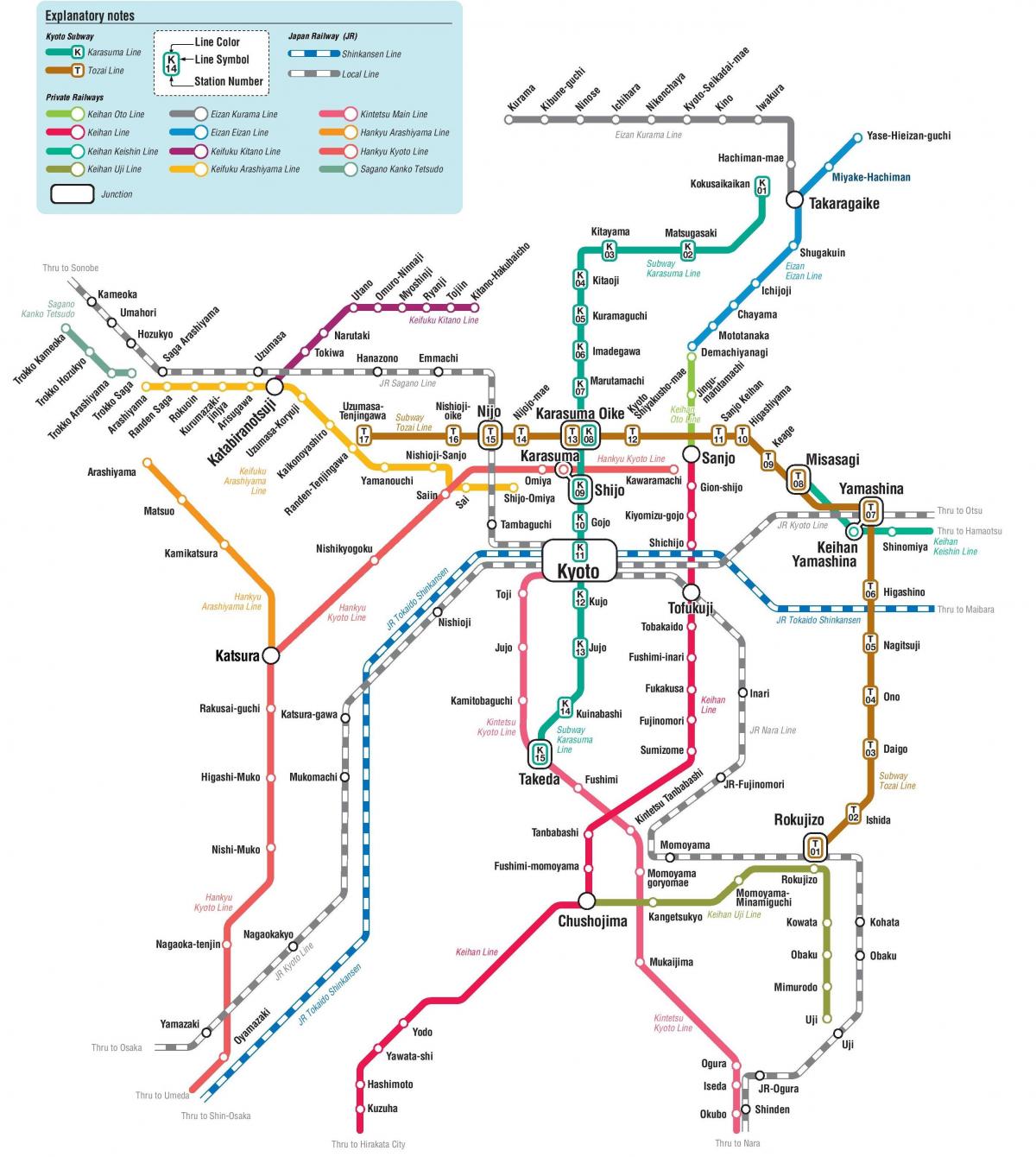 京都の地下鉄駅の地図