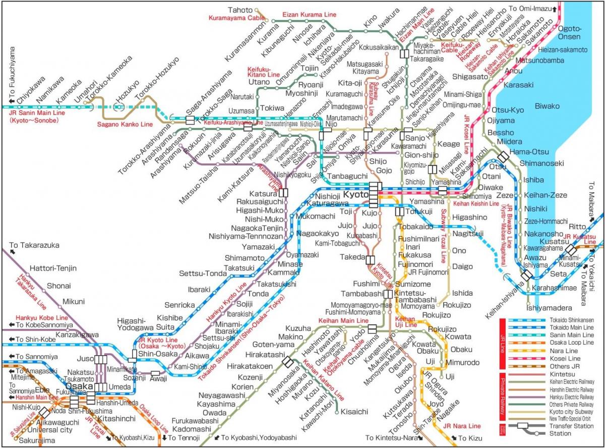 京都府の鉄道駅の地図