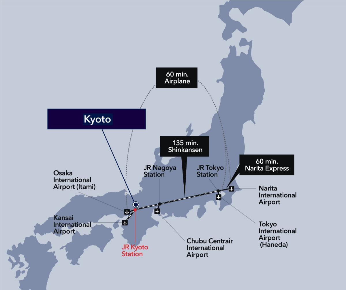 京都府内の空港マップ